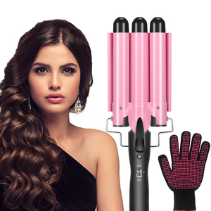Elétrico 25mm 3 barris curling cabelo cabelo vacilar encrespador de cabelo